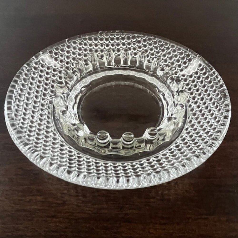 Vintage Clear Glass Hobnail Ashtray Textured